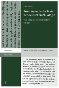 Programmatische Texte zur Deutschen Philologie_cover