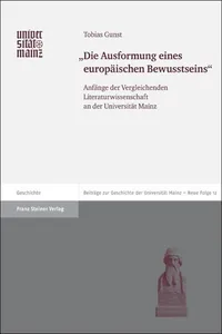 "Die Ausformung eines europäischen Bewusstseins"_cover
