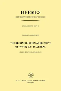 The Reconciliation Agreement of 403/402 B. C. in Athens_cover