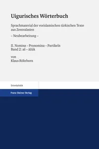 Uigurisches Wörterbuch. Sprachmaterial der vorislamischen türkischen Texte aus Zentralasien_cover