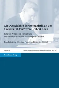 Die "Geschichte der Romanistik an der Universität Jena" von Herbert Koch_cover