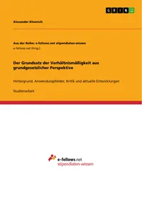 Der Grundsatz der Verhältnismäßigkeit aus grundgesetzlicher Perspektive_cover