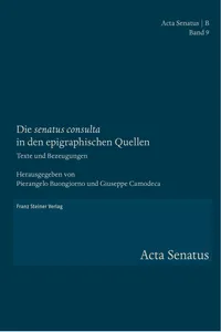 Die "senatus consulta" in den epigraphischen Quellen_cover