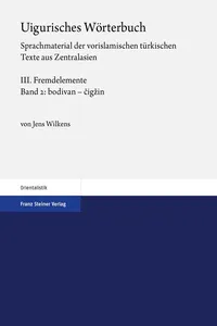 Uigurisches Wörterbuch. Sprachmaterial der vorislamischen türkischen Texte aus Zentralasien_cover