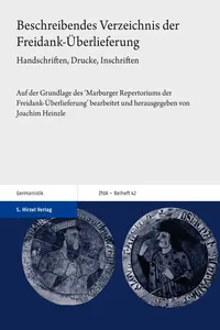 Beschreibendes Verzeichnis der Freidank-Überlieferung_cover