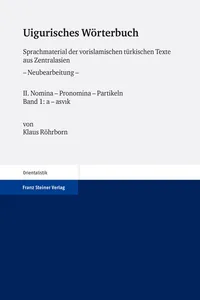 Uigurisches Wörterbuch. Sprachmaterial der vorislamischen türkischen Texte aus Zentralasien_cover