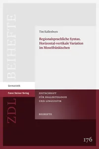 Regionalsprachliche Syntax. Horizontal-vertikale Variation im Moselfränkischen_cover