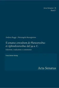 Il "senatus consultum de Plarasensibus et Aphrodisiensibus" del 39 a. C._cover
