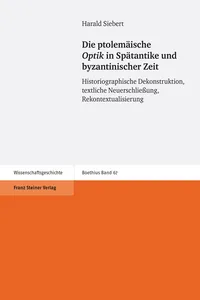 Die ptolemäische "Optik" in Spätantike und byzantinischer Zeit_cover