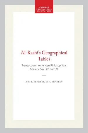 Al-Kashi's Geographical Tables