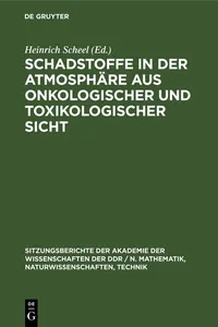 Schadstoffe in der Atmosphäre aus onkologischer und toxikologischer Sicht_cover