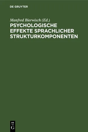 Psychologische Effekte sprachlicher Strukturkomponenten