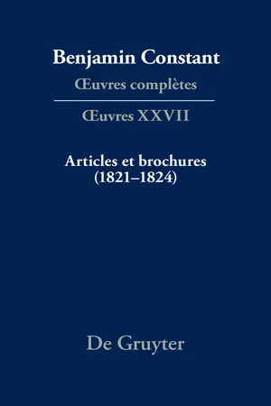 Articles et brochures (1821–1824)