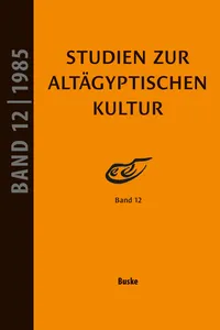 Studien zur Altägyptischen Kultur Band 12_cover
