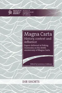 Magna Carta: history, context and influence_cover