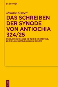 Das Schreiben der Synode von Antiochia 324/25_cover