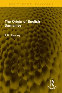 The Origin of English Surnames