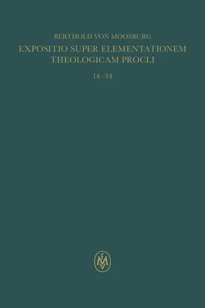 Expositio super Elementationem theologicam Procli. Propositiones 14–34
