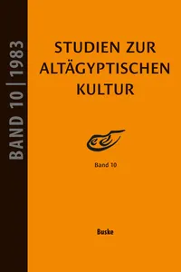 Studien zur Altägyptischen Kultur Band 10_cover
