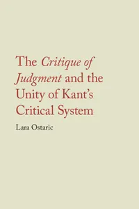 The Critique of Judgment and the Unity of Kant's Critical System_cover