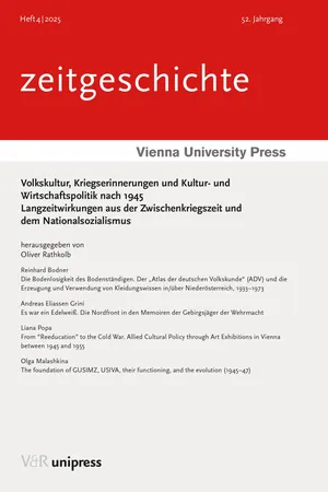 Volkskultur, Kriegserinnerungen und Kultur- und Wirtschaftspolitik nach 1945