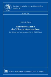 Die innere Tatseite des Völkerrechtsverbrechens_cover
