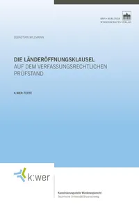 Die Länderöffnungsklausel auf dem verfassungsrechtlichen Prüfstand_cover