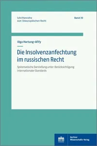 Die Insolvenzanfechtung im russischen Recht_cover