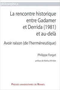 La rencontre historique entre Gadamer et Derrida et au-delà_cover