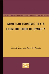 Sumerian Economic Texts from the Third Ur Dynasty_cover