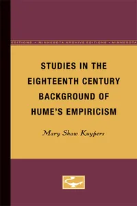 Studies in the Eighteenth Century Background of Hume’s Empiricism_cover