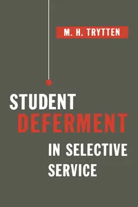 Student Deferment in Selective Service_cover