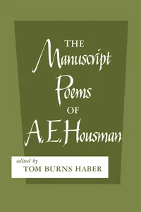 The Manuscript Poems of A.E. Housman_cover