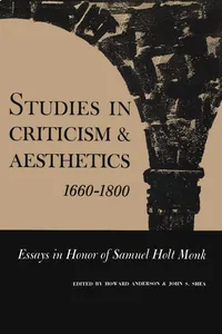Studies in Criticism and Aesthetics, 1660-1800_cover