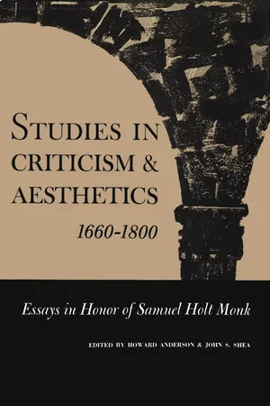 Studies in Criticism and Aesthetics, 1660-1800