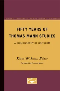 Fifty Years of Thomas Mann Studies_cover