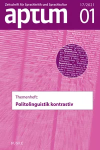 Aptum, Zeitschrift für Sprachkritik und Sprachkultur 17. Jahrgang, 2021, Heft 1_cover