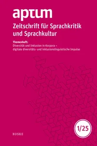 Aptum, Zeitschrift für Sprachkritik und Sprachkultur 21. Jahrgang. 2025, Heft 1_cover