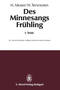Des Minnesangs FrühlingBand I: Texte_cover