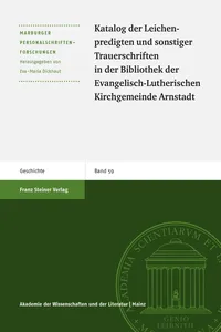 Katalog der Leichenpredigten und sonstiger Trauerschriften in der Bibliothek der Evangelisch-Lutherischen Kirchgemeinde Arnstadt_cover