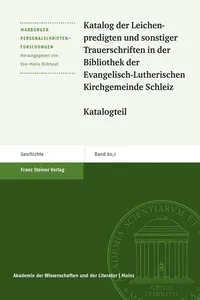 Katalog der Leichenpredigten und sonstiger Trauerschriften in der Bibliothek der Evangelisch-Lutherischen Kirchgemeinde Schleiz_cover