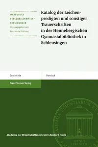 Katalog der Leichenpredigten und sonstiger Trauerschriften in der Hennebergischen Gymnasialbibliothek Schleusingen_cover