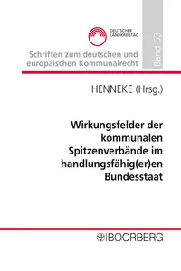 Wirkungsfelder der kommunalen Spitzenverbände im handlungsfähien Bundesstaat_cover