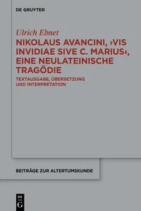 Nikolaus Avancini, ›Vis invidiae sive C. Marius‹, eine neulateinische Tragödie_cover