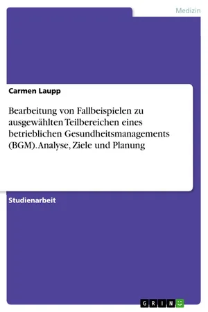Bearbeitung von Fallbeispielen zu ausgewählten Teilbereichen eines betrieblichen Gesundheitsmanagements (BGM). Analyse, Ziele und Planung