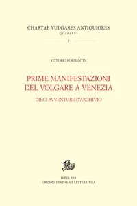 Prime manifestazioni del volgare a Venezia_cover