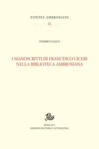 I manoscritti di Francesco Ciceri nella Biblioteca Ambrosiana_cover