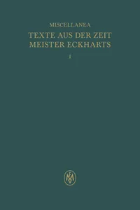 Miscellanea: Texte aus der Zeit Meister Eckharts I_cover