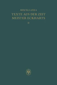 Miscellanea: Texte aus der Zeit Meister Eckharts II_cover