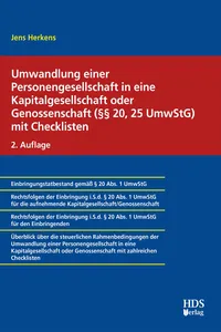 Umwandlung einer Personengesellschaft in eine Kapitalgesellschaft oder Genossenschaft mit Checklisten_cover